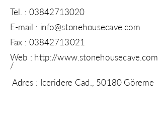 Stone House Cave Hotel iletiim bilgileri